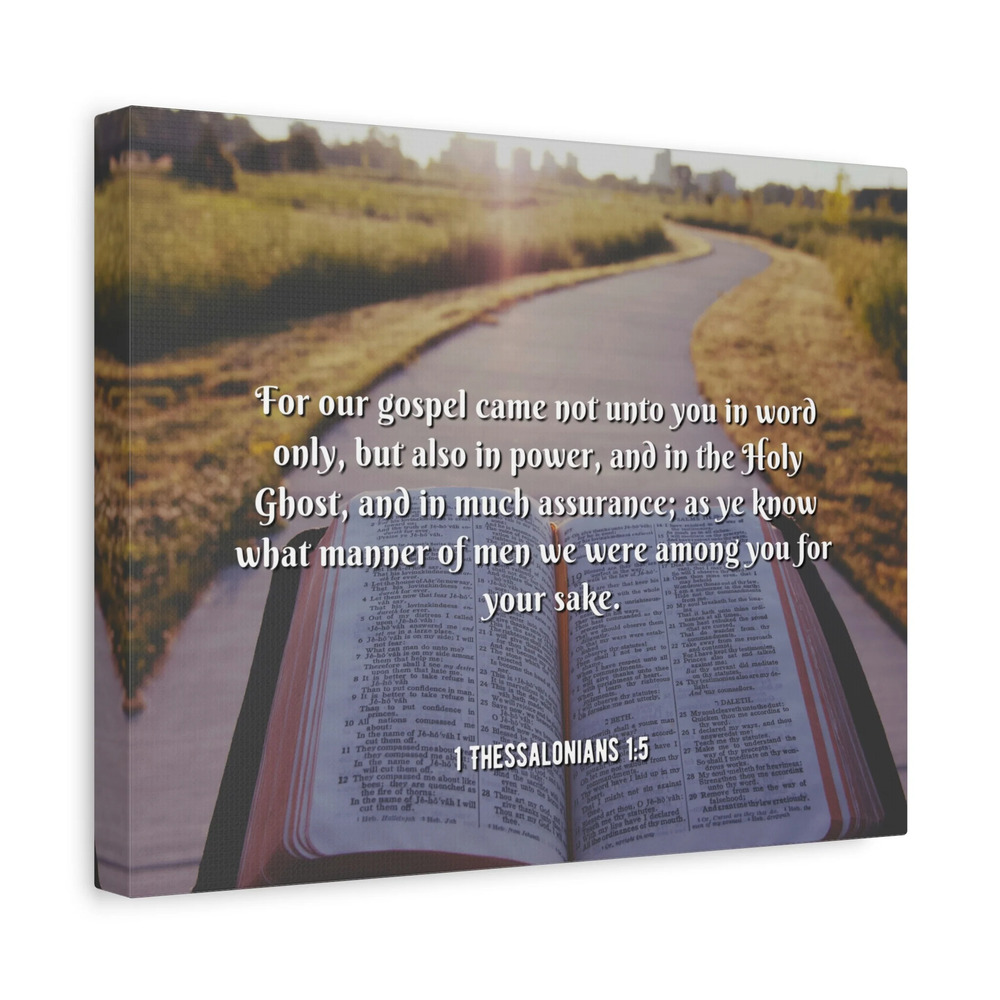 Scripture Canvas Gospel Came 1 Thessalonians 1:5 Christian Wall Art Bible Verse